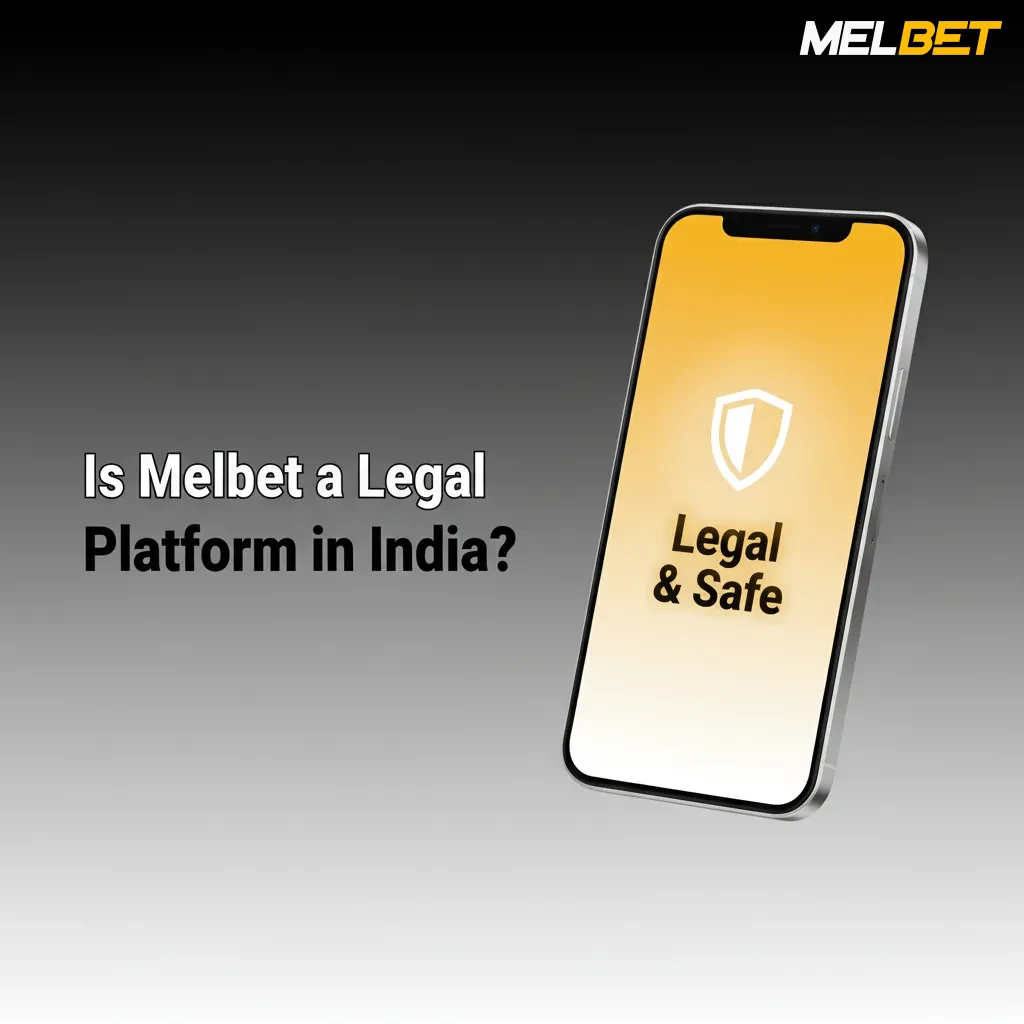 Graphic asking if Melbet is legal in India, with licence badge, India map, privacy lock and responsible gaming icons.