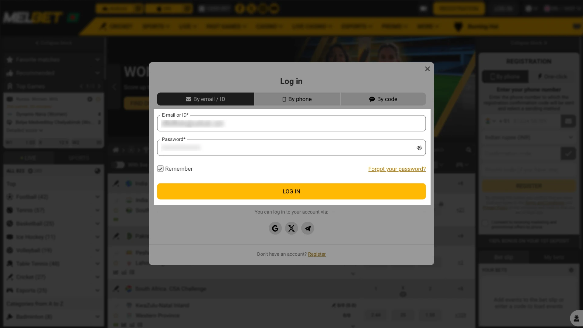 User signing in and verifying account via SMS or email code.