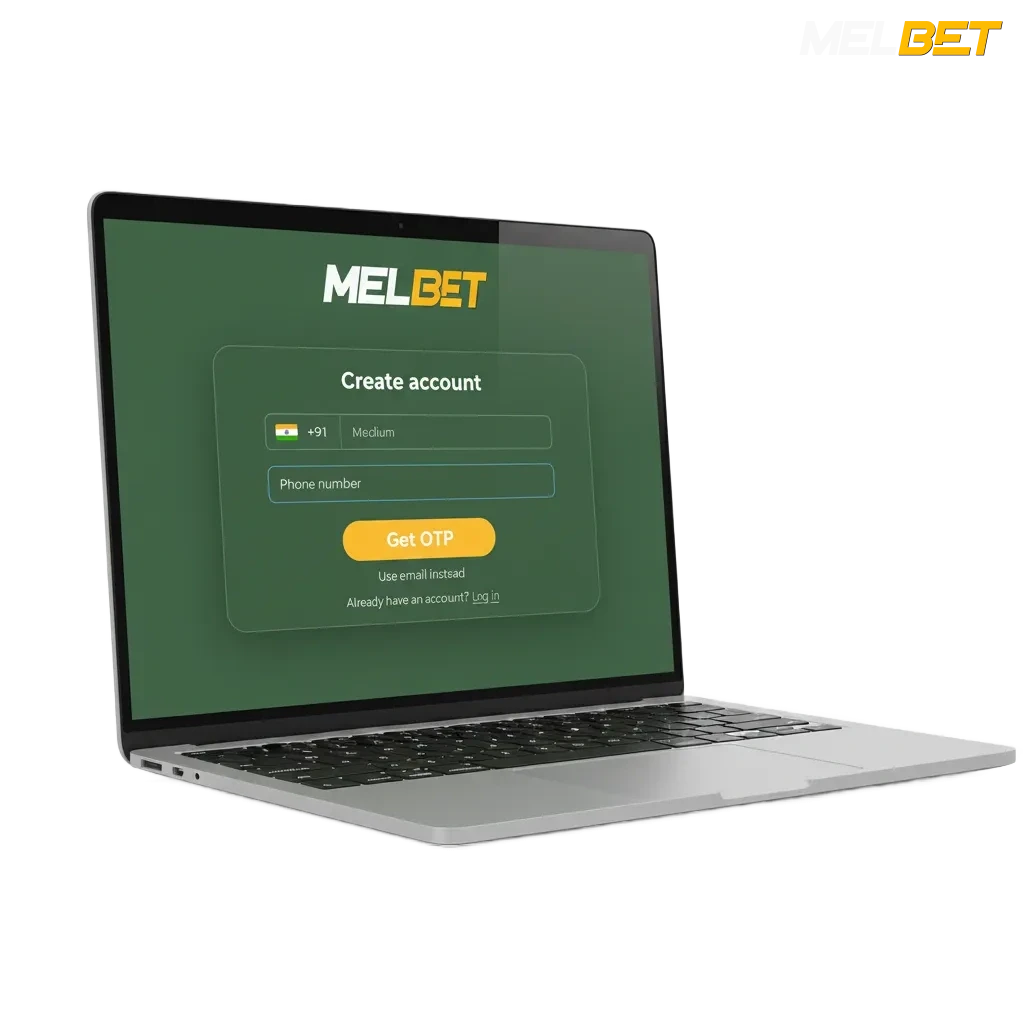 Melbet India signup screen with phone, one-click, email, or social; INR payments; 150% welcome bonus up to ₹40,000