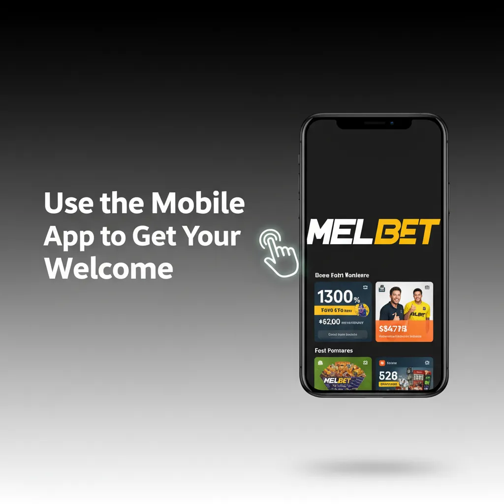 Phone screen with mobile betting app, welcome bonus steps: install, sign in, enable bonus, choose casino/sports, deposit.