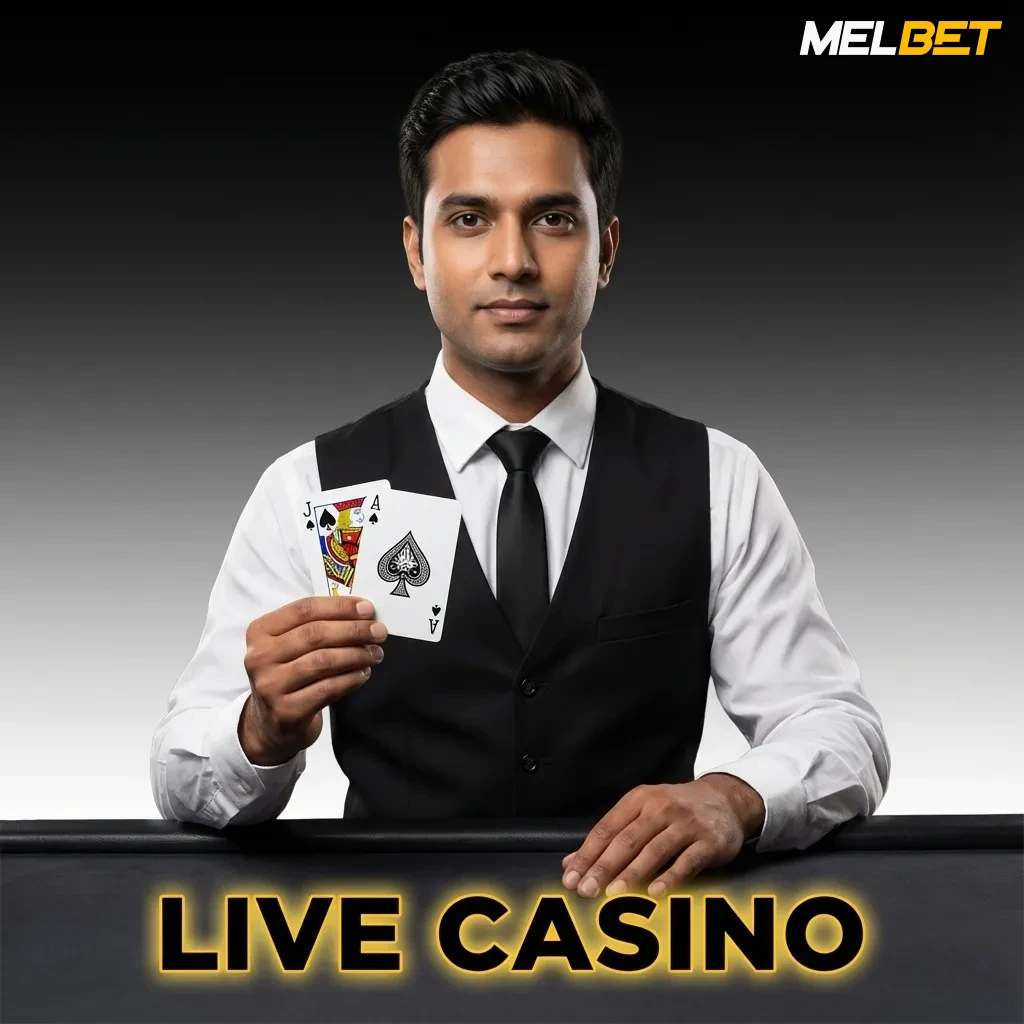 Live casino interface on Melbet showing real dealer at roulette table streaming to players at home